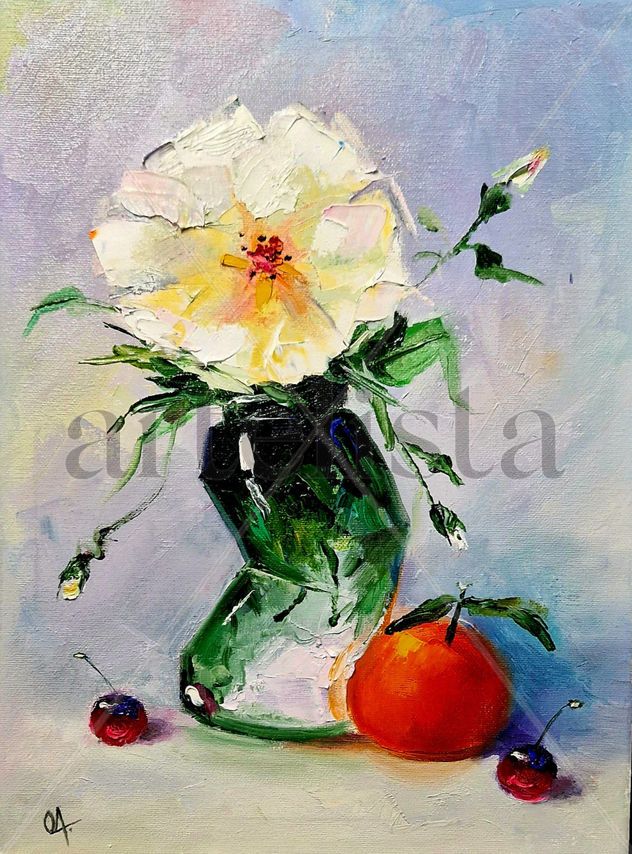 Vase crazy and white flower#019