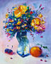 Crazy vase of yellow flowers #014