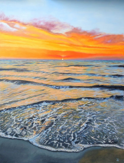 AMANECER CALIENTE Oil Panel Marine Painting