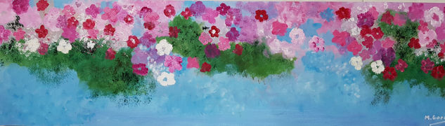 Flores multicolores I Acrylic Panel Floral Painting