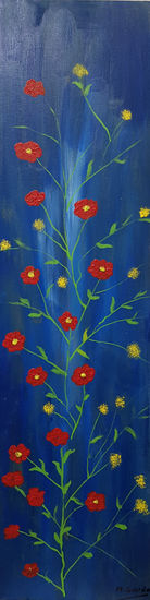 Flores rojas Acrylic Panel Floral Painting