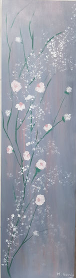 Florecitas blancas Oil Panel Floral Painting