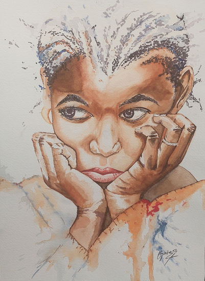 Africana Watercolour Card Portrait