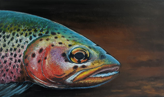 trout Oil Canvas Animals