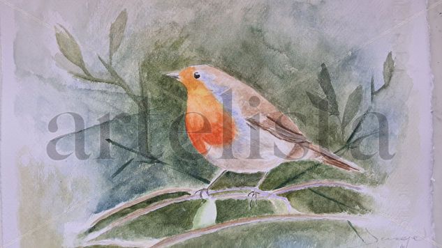 Pájaro en rama Watercolour Paper Animals