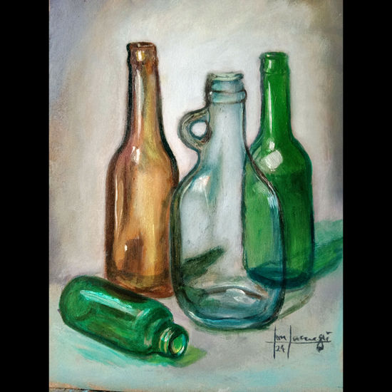 Algunos vidrios Oil Panel Still Life Paintings