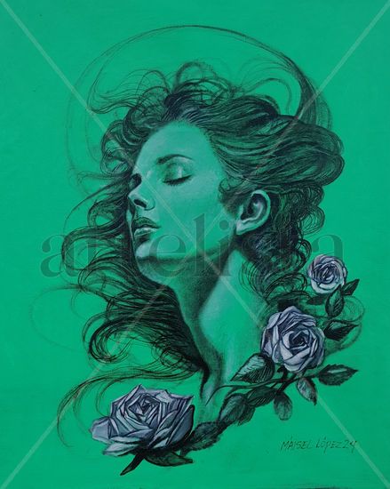 Esencia verde Oil Canvas Portrait