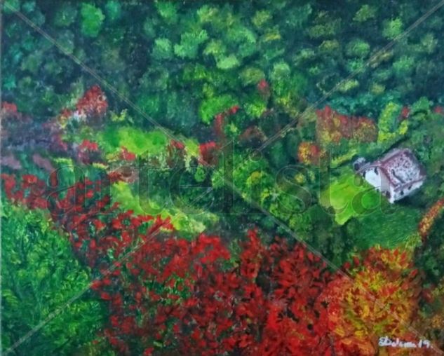 Refugio de montaña. Acrylic Canvas Landscaping