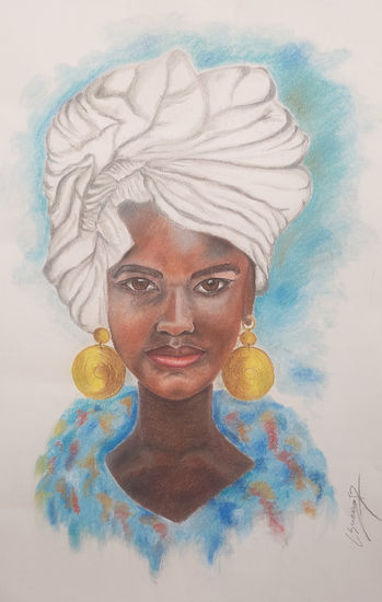 Mujer Africana Pastel Cartulina Retrato