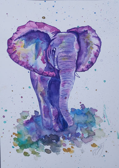 Elefante Watercolour Card Animals