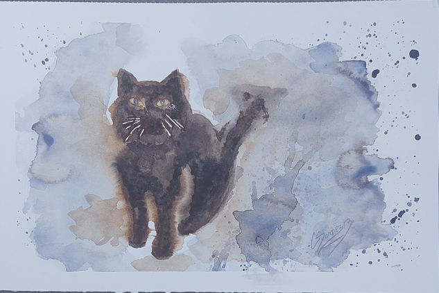 Gato Watercolour Card Animals