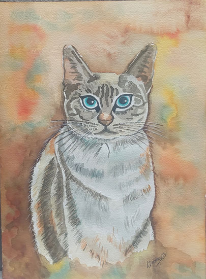 Gato Watercolour Card Animals