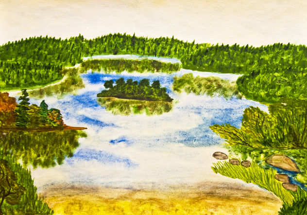 Lake with island