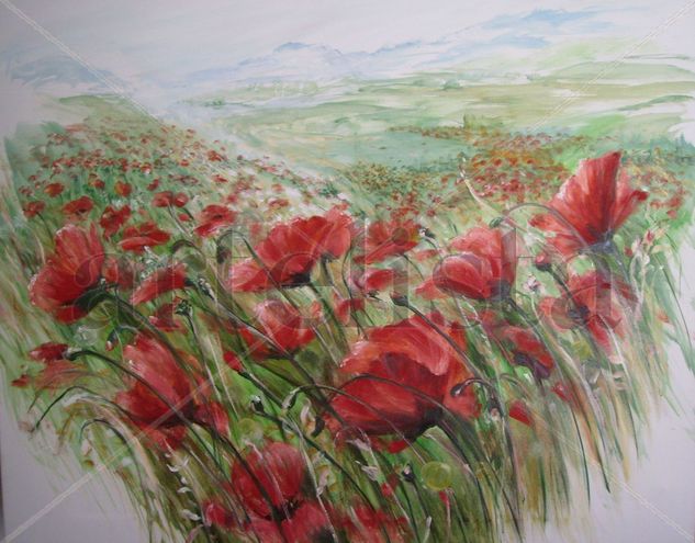 AMAPOLAS AL VIENTO Oil Canvas Landscaping