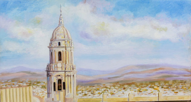 Cuadro original al óleo de la catedral de Málaga. Catedral de Málaga. Oil Canvas Landscaping