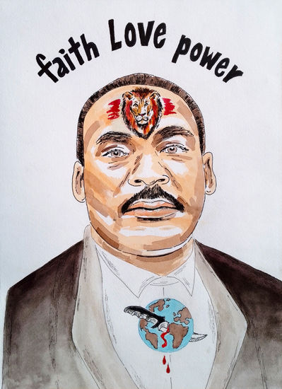 Martin Luther King Acuarela Papel Retrato