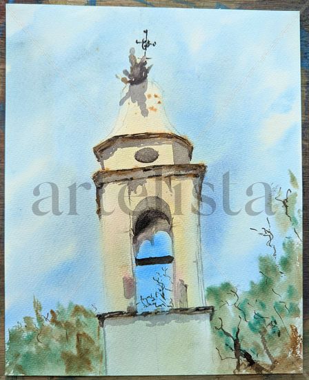 Campanario zacatecano 1 Acuarela Papel Paisaje