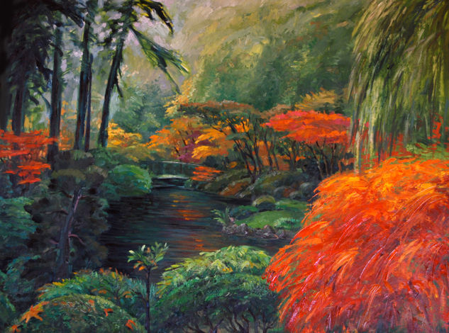 Jardín japonés Oil Panel Landscaping