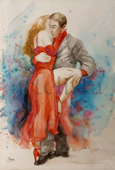 TANGO SENSUAL Watercolour Paper Figure Painting