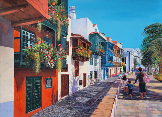 BALCONES DE LA AVENIDA EN SANTA CRUZ DE LA PALMA Oil Canvas Landscaping