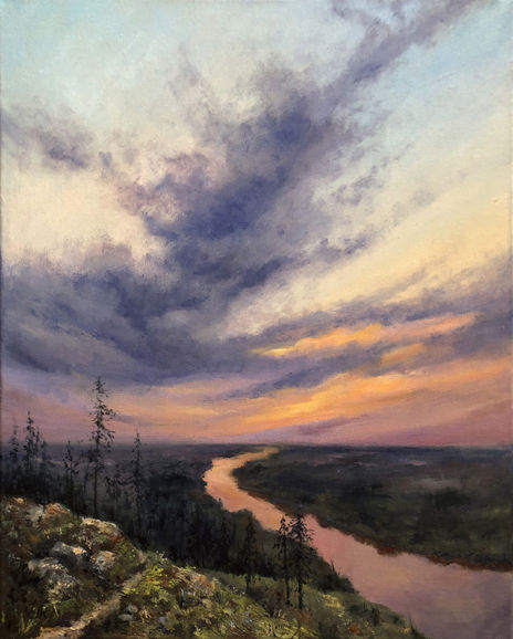Paisaje Atardecer Óleo