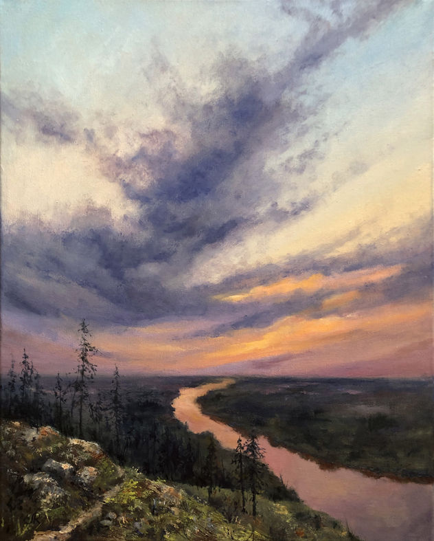 Paisaje Atardecer Óleo