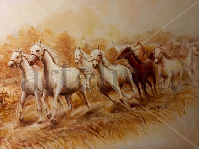 CABALLOS BLANCOS Oil Canvas Animals