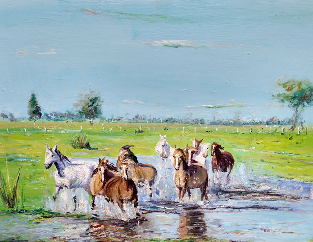 Caballos corriendo Acrylic Panel Animals