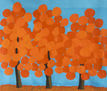 Orange trees on blue sky