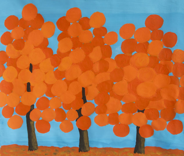 Orange trees on blue sky Acrylic Canvas Landscaping