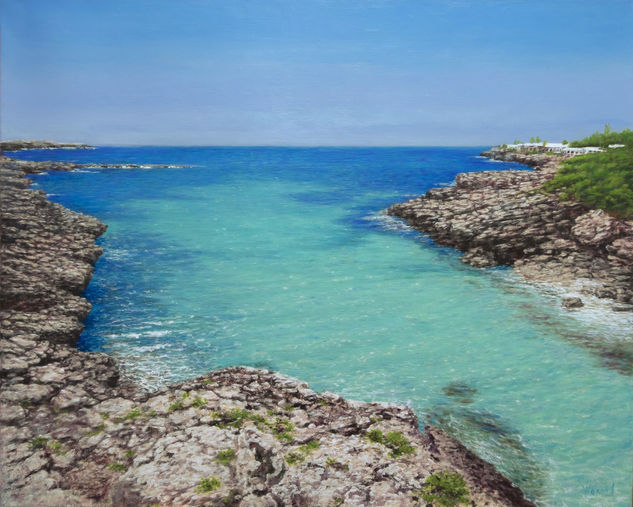 Anastasia Woron:"Las Calas de Mallorca"-Óleo Original Firmado (46x38 cm.)2024 Óleo Lienzo Marina