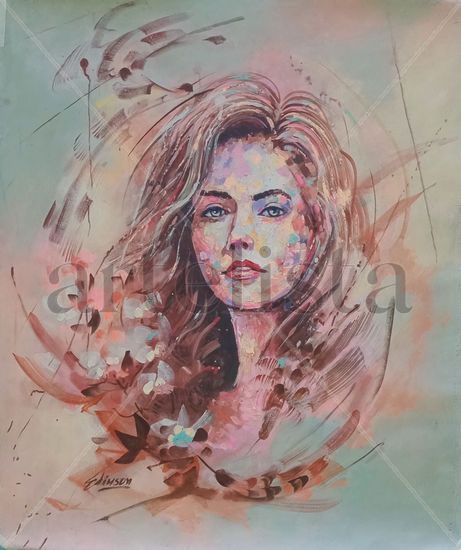 Mujer Moderna Acrylic Textile Portrait