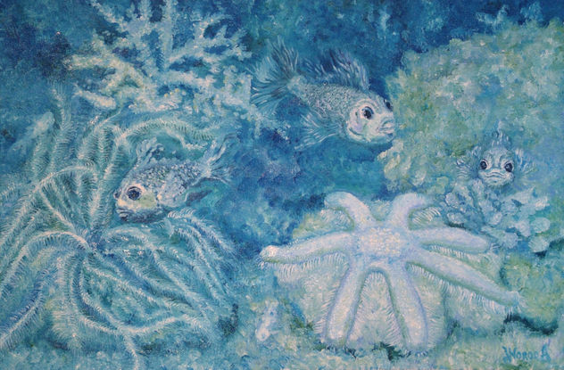Anastasia Woron: "El Mundo Submarino" - Óleo Original Firmado (60x40 cm.) 2005
