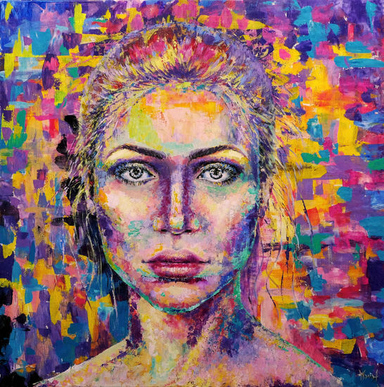 Anastasia Woron:La Melancolía de la Juventud-Acrilico Original (81x81 cm.) 2022 Acrylic Canvas Figure Painting