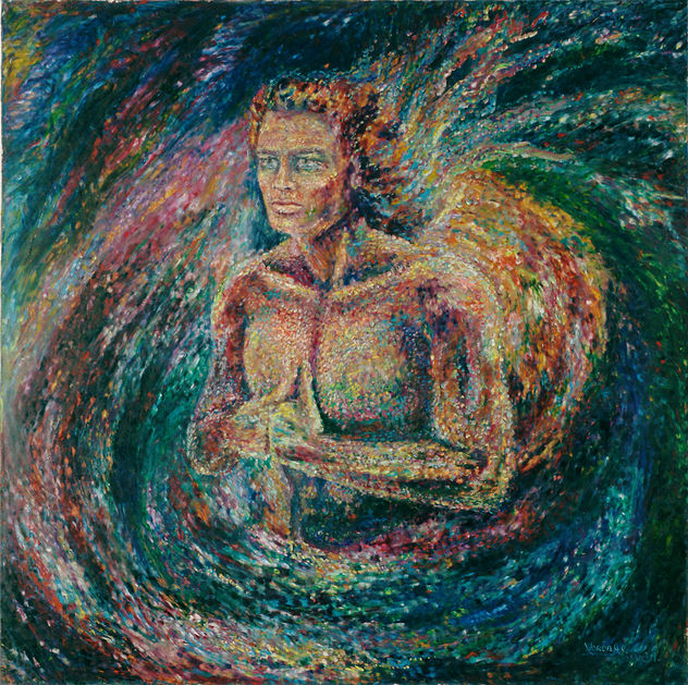 Anastasia Woron: "El Remolino"-Óleo Original Firmado (100x100 cm.) 2003