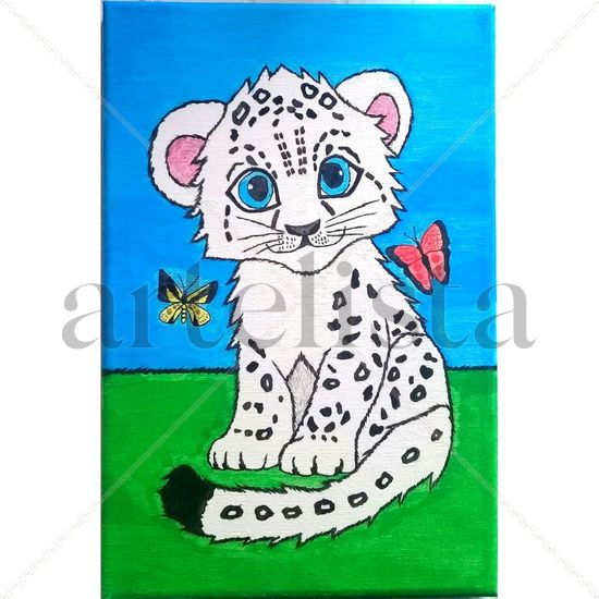 Leopardo de las Nieves Acrylic Canvas Animals