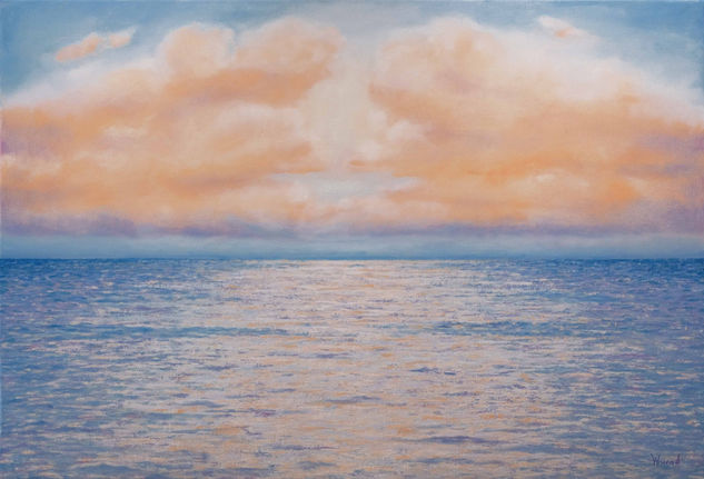 Anastasia Woron:"El Mar de Color Vanilla"-Óleo Original Firmado ( 73x50 cm.)2022 Oil Canvas Marine Painting