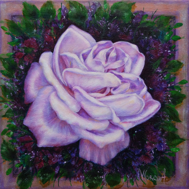 Anastasia Woron: " Retrato De Una Rosa" - Óleo Original Firmado (30x30 cm.) 2017