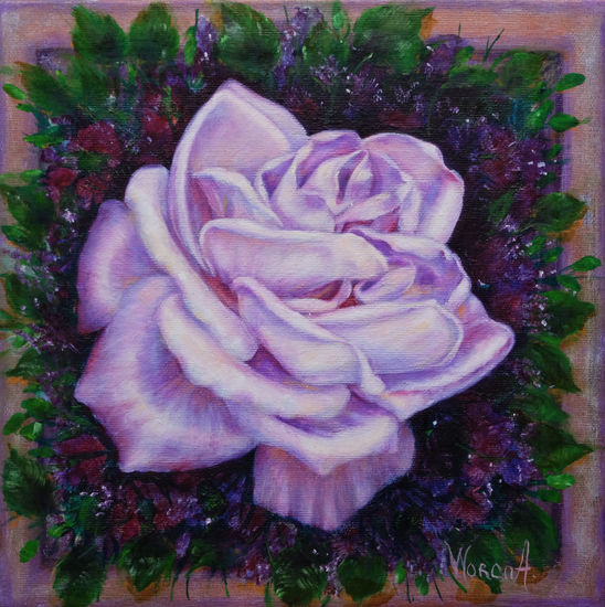 Anastasia Woron: " Retrato De Una Rosa" - Óleo Original Firmado (30x30 cm.) 2017 Óleo Lienzo Floral