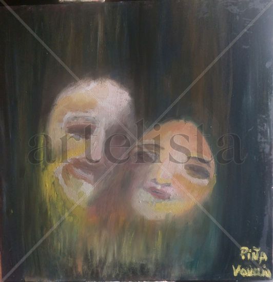 A traves del amor Oil Textile Portrait