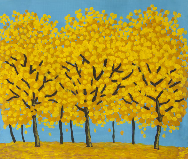 Yellow trees on blue sky 2