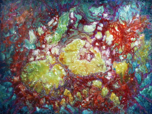 Anastasia Woron: "El espacio. El nacimiento de una nueva estrella." - Acrilic Original (73x54 cm.) 2020 Acrílico Lienzo Otros