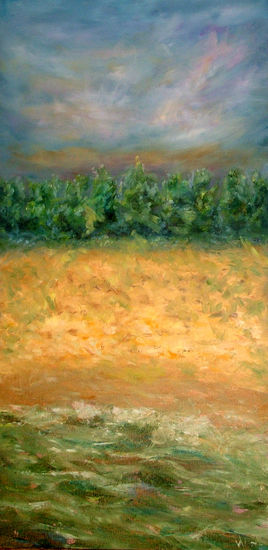 Anastasia Woron: "La Orilla"-Óleo Original Firmado (40x80cm.) 2004 Óleo Lienzo Paisaje