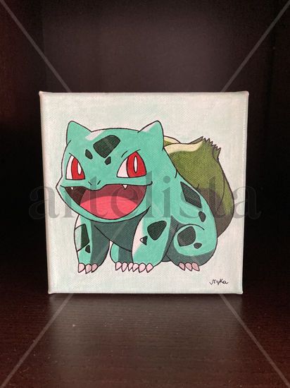 Pintura Artesanal Bulbasaur Acrílico Lienzo Otros