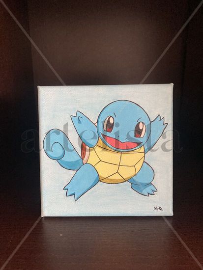 Pintura Artesanal Squirtle Acrílico Lienzo Otros