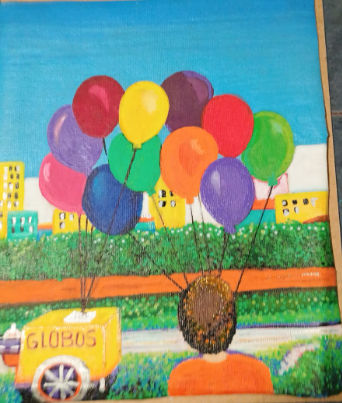 Vendedor de globos Acrílico Tela Paisaje