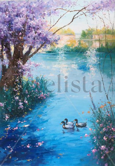 Lake in spring 1338 Acrylic Canvas Landscaping