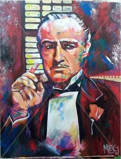 El Padrino The Godfather Marlon Brando Acrylic Canvas Portrait