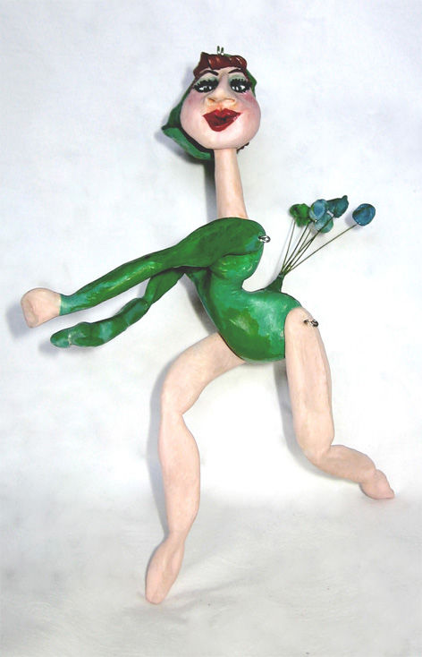 Marioneta  en Miniatura de Autor -   Bailarina Verde