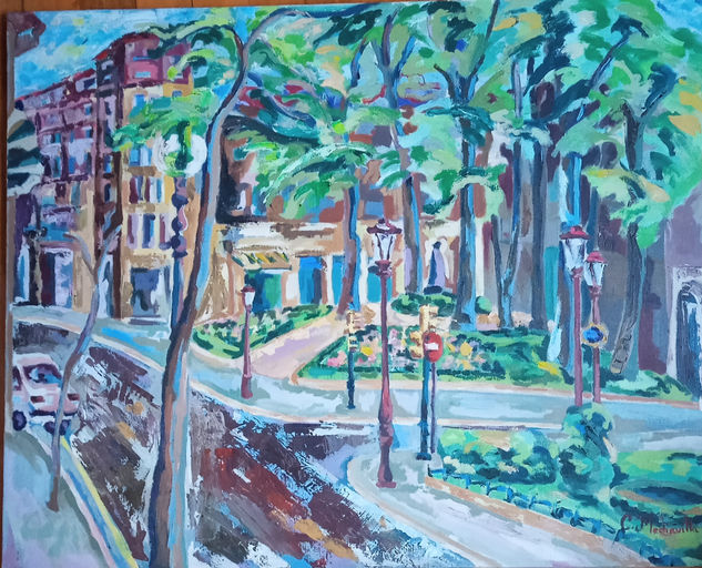 Jardines de Albia. Bilbao. Oil Canvas Landscaping